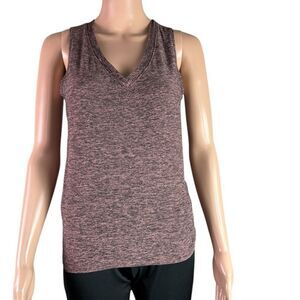 Beyond Yoga Purple & Black Heather Split Back Tank Top